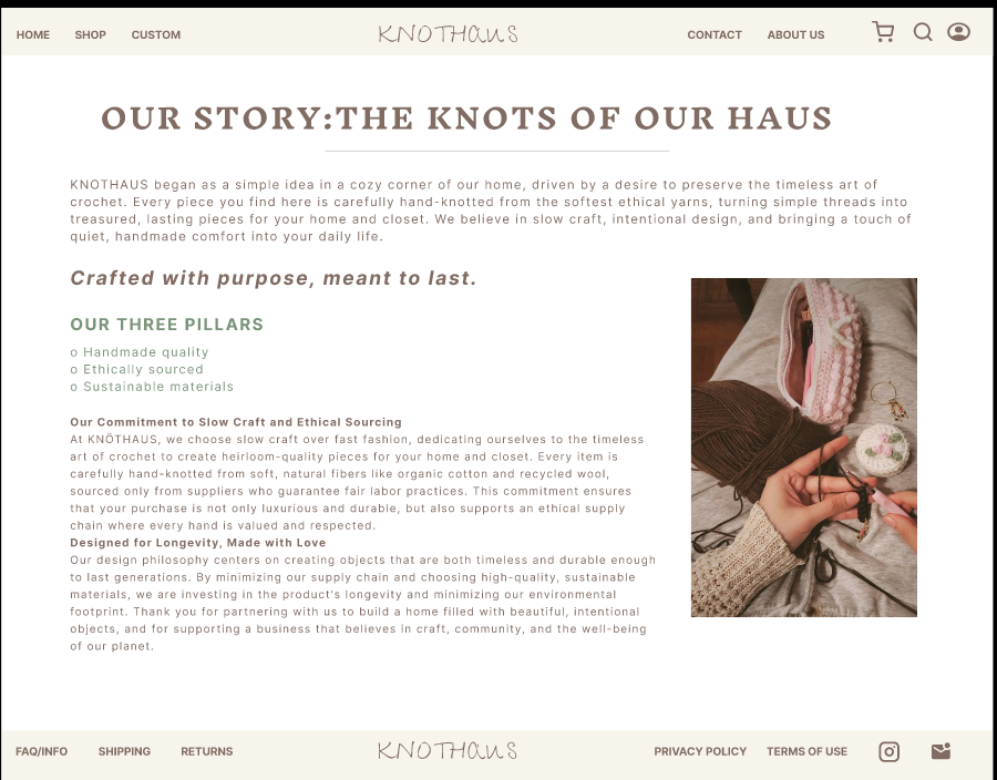 Knothaus prototype — About Us page