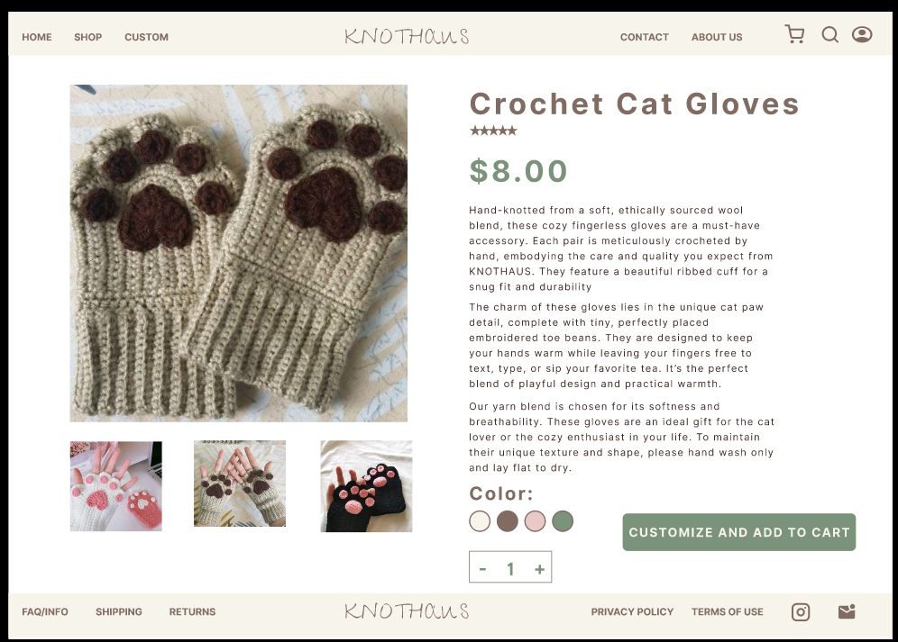 Knothaus prototype — Product detail page